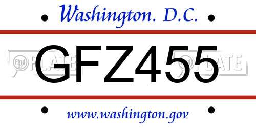 GFZ455 District Of Columbia License Plate