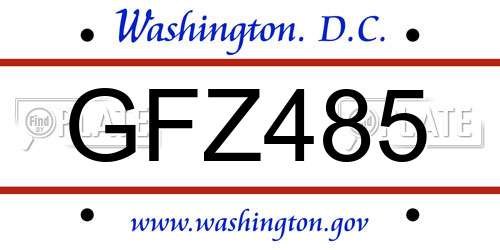 GFZ485 District Of Columbia License Plate
