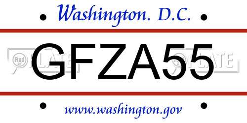 GFZA55 District Of Columbia License Plate
