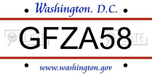 GFZA58 District Of Columbia License Plate