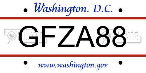 GFZA88 District Of Columbia License Plate