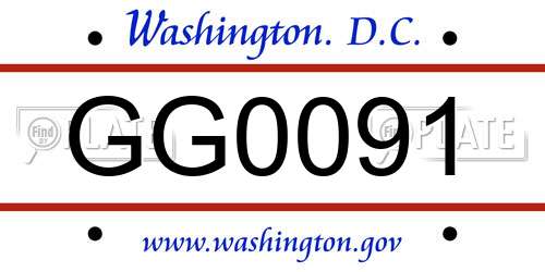 GG0091 District Of Columbia License Plate