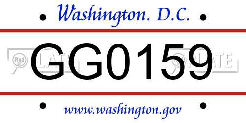 GG0159 District Of Columbia License Plate