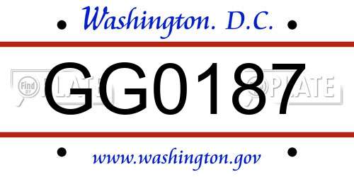 GG0187 District Of Columbia License Plate