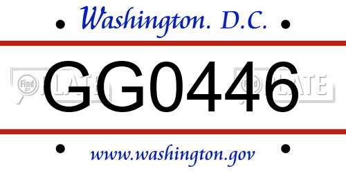 GG0446 District Of Columbia License Plate