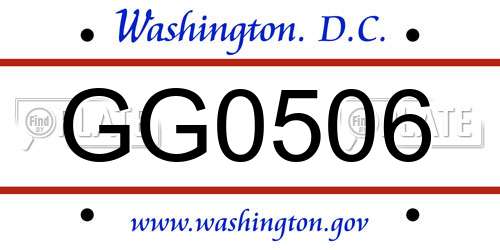 GG0506 District Of Columbia License Plate
