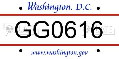 GG0616 District Of Columbia License Plate