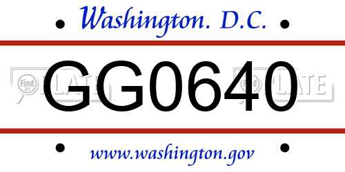 GG0640 District Of Columbia License Plate