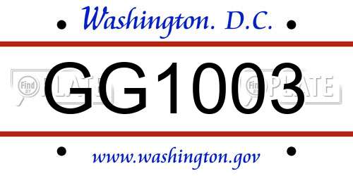 GG1003 District Of Columbia License Plate