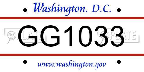 GG1033 District Of Columbia License Plate