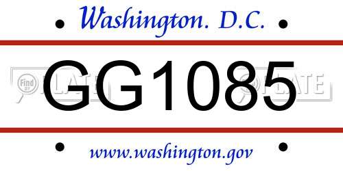 GG1085 District Of Columbia License Plate
