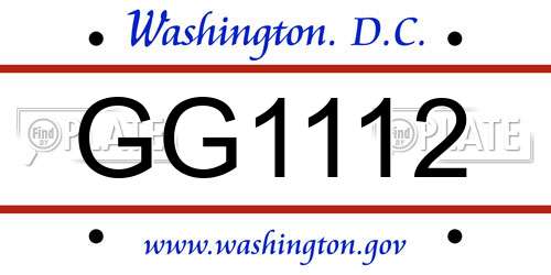 GG1112 District Of Columbia License Plate