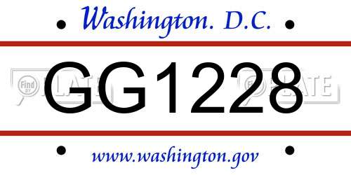 GG1228 District Of Columbia License Plate