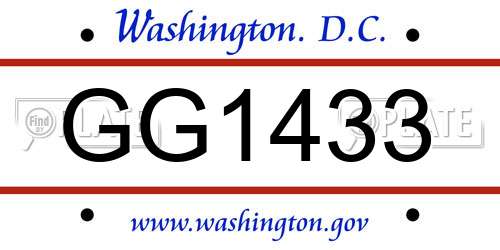 GG1433 District Of Columbia License Plate
