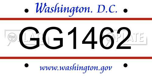 GG1462 District Of Columbia License Plate
