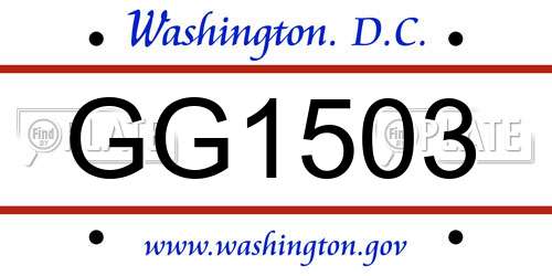 GG1503 District Of Columbia License Plate