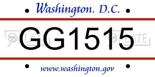 GG1515 District Of Columbia License Plate
