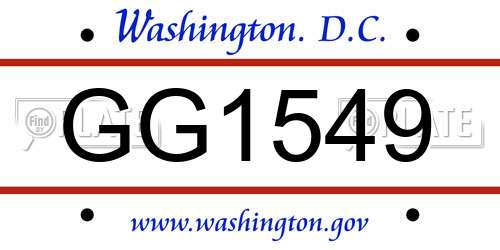 GG1549 District Of Columbia License Plate