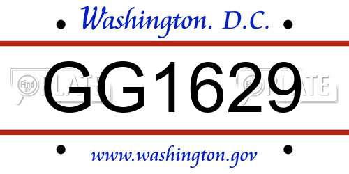 GG1629 District Of Columbia License Plate