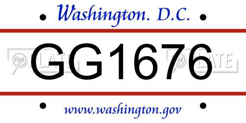 GG1676 District Of Columbia License Plate