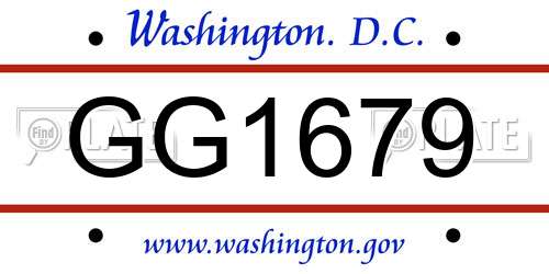 GG1679 District Of Columbia License Plate
