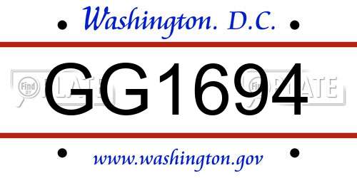 GG1694 District Of Columbia License Plate