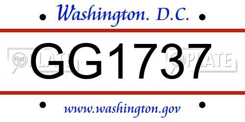 GG1737 District Of Columbia License Plate