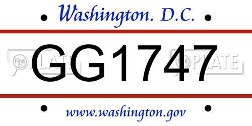 GG1747 District Of Columbia License Plate