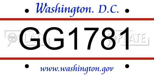 GG1781 District Of Columbia License Plate