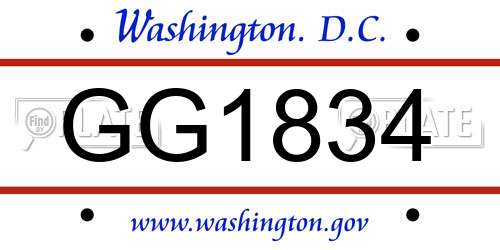 GG1834 District Of Columbia License Plate
