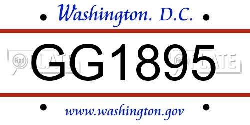GG1895 District Of Columbia License Plate