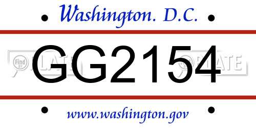 GG2154 District Of Columbia License Plate