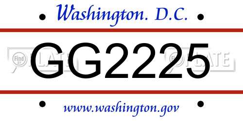 GG2225 District Of Columbia License Plate