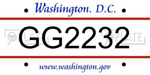 GG2232 District Of Columbia License Plate