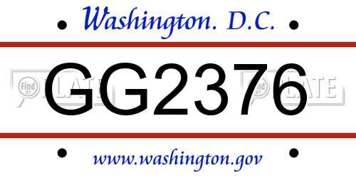GG2376 District Of Columbia License Plate