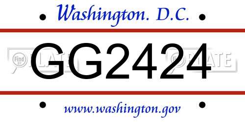 GG2424 District Of Columbia License Plate