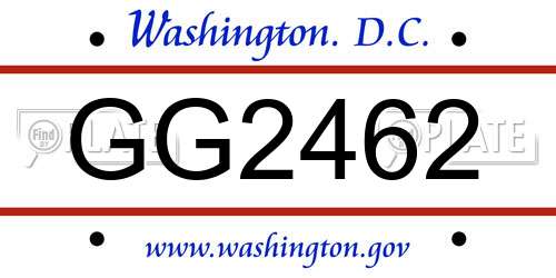 GG2462 District Of Columbia License Plate