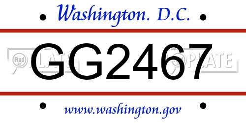 GG2467 District Of Columbia License Plate