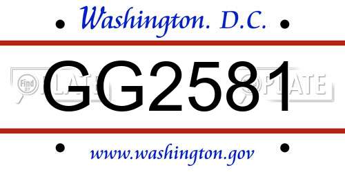 GG2581 District Of Columbia License Plate