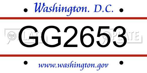 GG2653 District Of Columbia License Plate