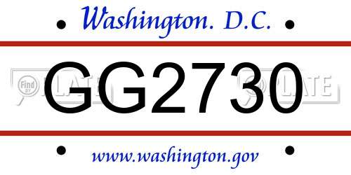 GG2730 District Of Columbia License Plate
