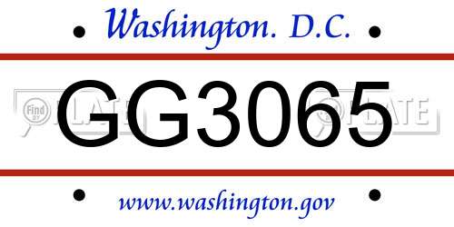 GG3065 District Of Columbia License Plate