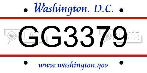 GG3379 District Of Columbia License Plate