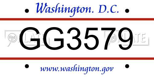 GG3579 District Of Columbia License Plate