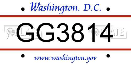 GG3814 District Of Columbia License Plate