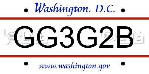 GG3G2B District Of Columbia License Plate