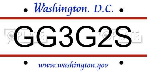 GG3G2S District Of Columbia License Plate