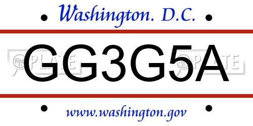 GG3G5A District Of Columbia License Plate