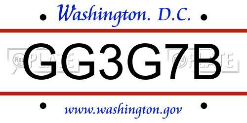 GG3G7B District Of Columbia License Plate