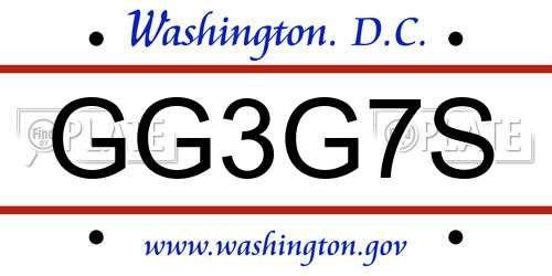 GG3G7S District Of Columbia License Plate